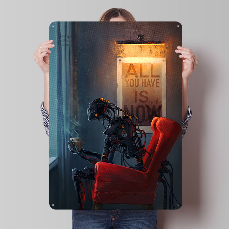 Retro Gaming Now - Metalowy Plakat Now Nothing, Personalizowana Dekoracja