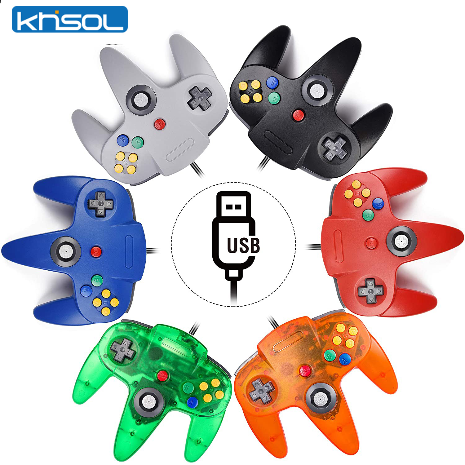 Retro Gaming Realm - Kontroler N64 Klasyczny przewodowy zdalny gamepad